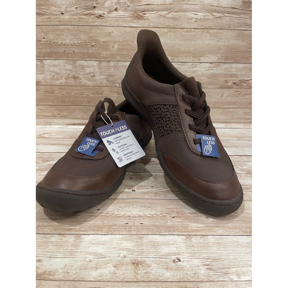 JBU Women's Brown Lace-Up Comfort Sneakers with Laser-Cut Detail Size 8M NEW